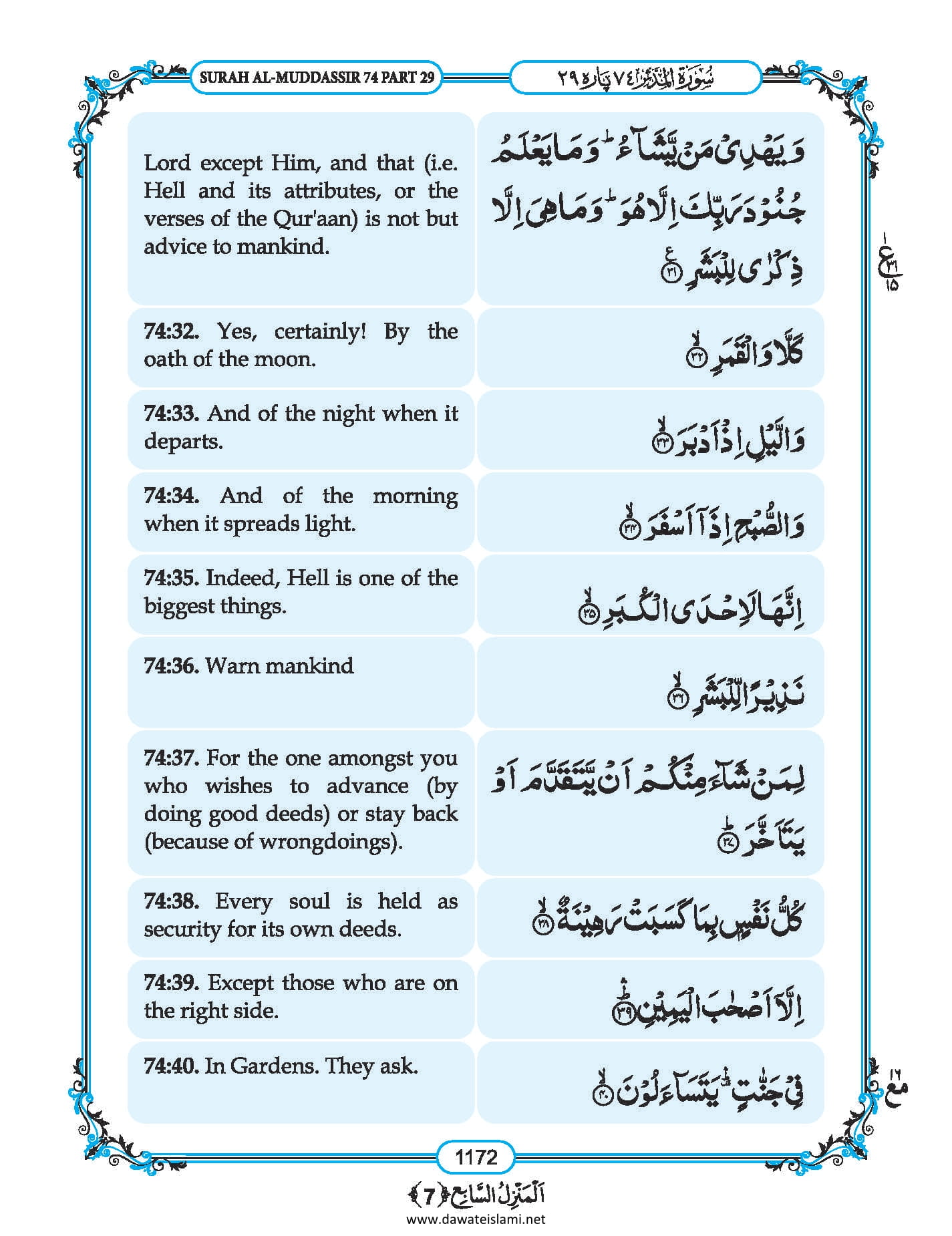 Surah Mudassir in English, Listen Audio Mp3 & Download English PDF