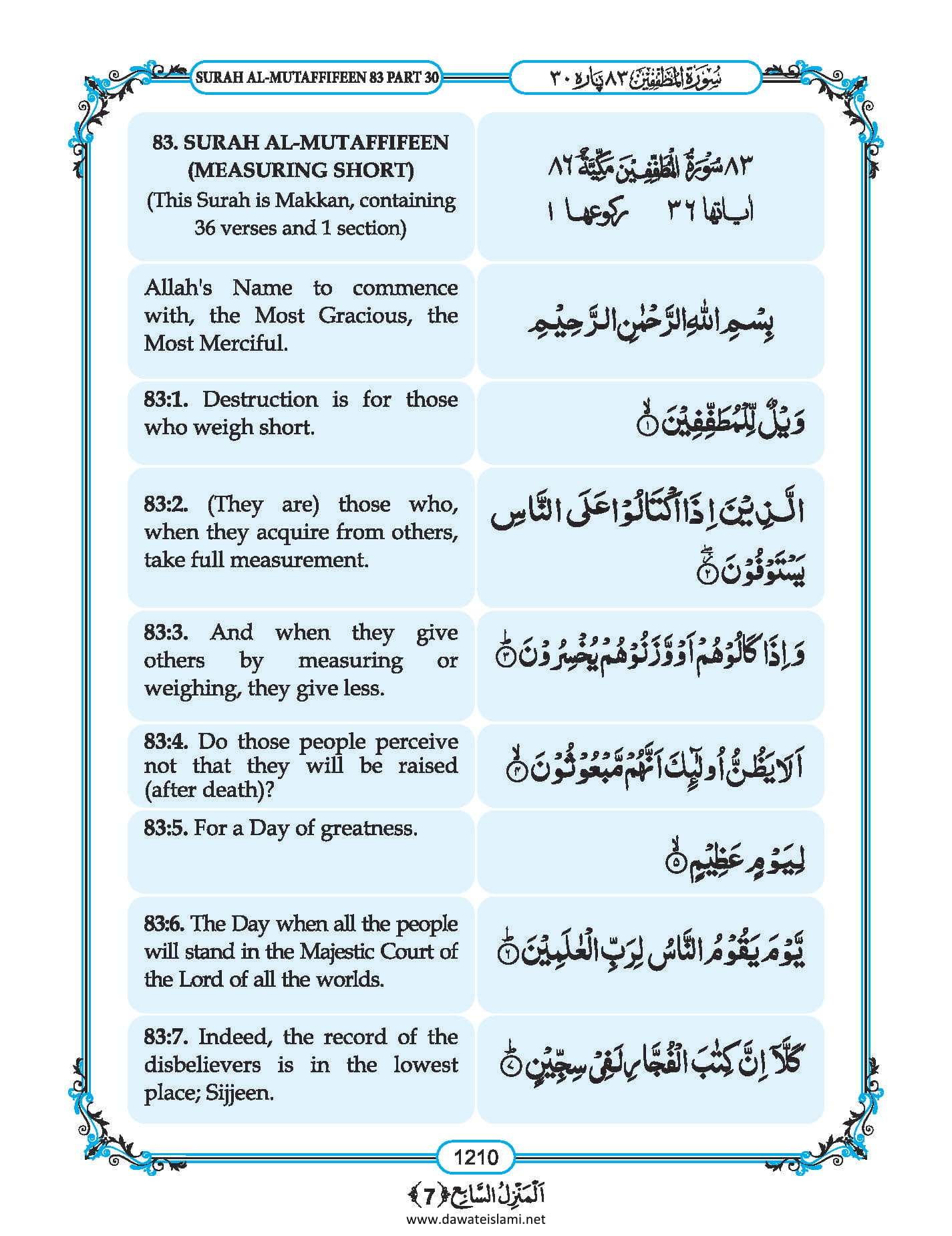 Surah Mutaffifin in English, Listen Audio Mp3 & Download English PDF