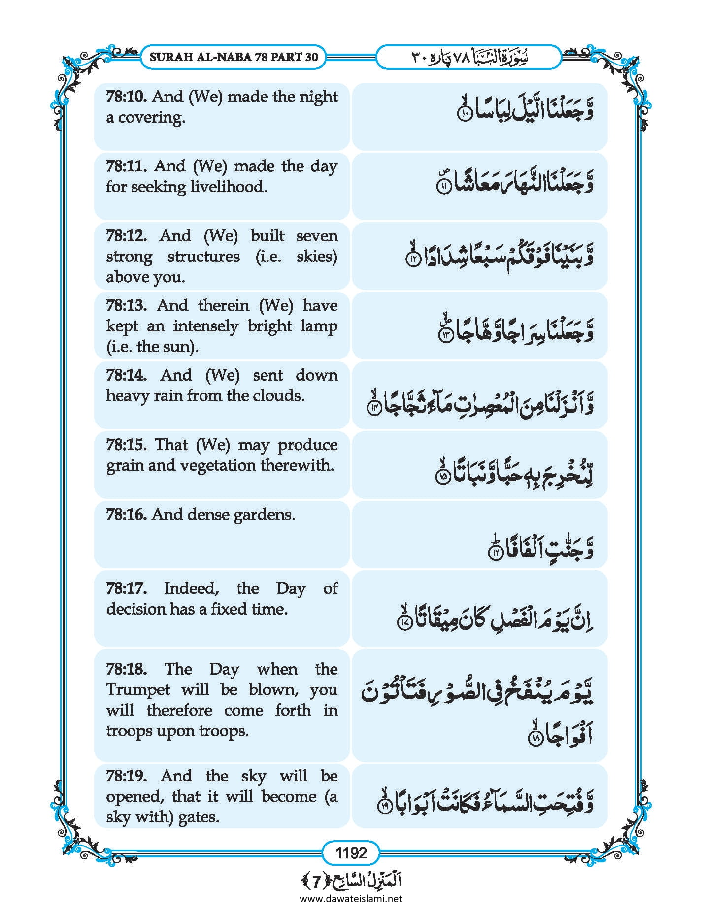 Surah Naba In English, Listen Audio Mp3 & Download English PDF